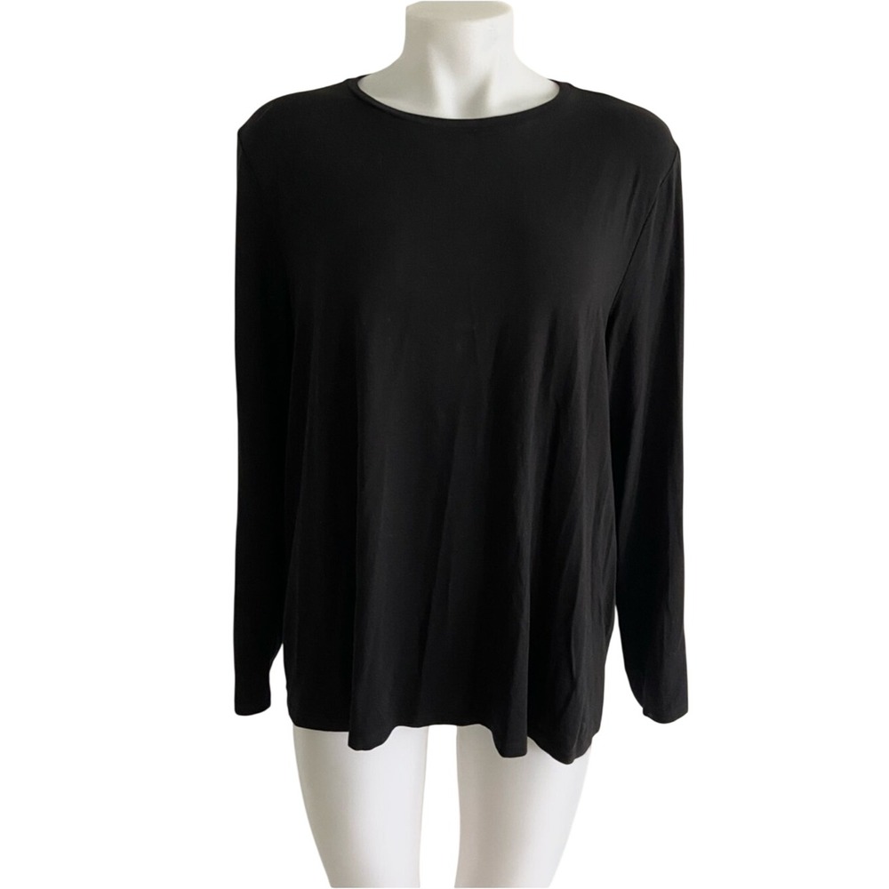 Eileen Fisher Black Long Sleeve Crewneck Top